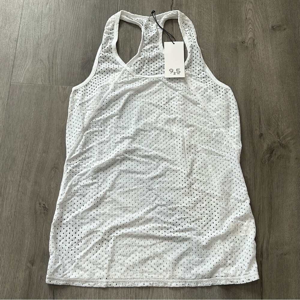 NWT 925fit Twist & Shout white Mesh Racerback Tank Top workout Womens Large